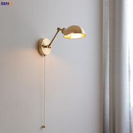 Wall Lamps Nordic Copper Modern Lamp Sconce Pull Chain Switch Bedroom Living Room Bathroom Mirror Light Wandlamp Luminaria LED