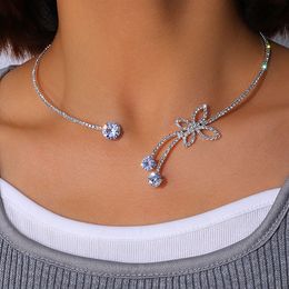 Water Diamond Choker Full Diamond Collar Chain Butterfly Collar Small Design Sense Necklace Simple Fairy Woman Choker