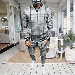 New Designer Tracksuit Men Sportsuits Gentlemen Set Zipper Fullset jacket suit Set Sweatsuit Plaid Long Sleeve stripe Coat And Pants Gyms Casual Men Sets