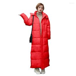 Women's Trench Coats Winter Coat Women Red M-3XL Loose 2023 Autumn Korean Fashion Long Anti Cold Hooded Down Cotton Jacket JD918