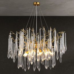 Luxury Crystal Chandelier Modern French Bedroom Living Room Dining Room Chandelier Lamp Home Decor Ring Color Water Drop Lamps