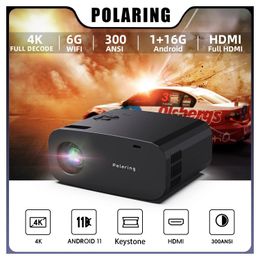 Other Electronics Polaring P7 Pro 16G 1080P Projector Android 4K Projetor Dual 6G Wifi BT 300Ansi Cinema Home Keystone Proyector 231117