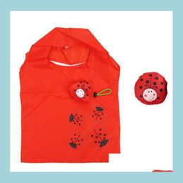 Storage Bags Ladybird Home Sundries Organization Tote Ladybug Folding Bag Collapsible Ecological Cartoon Shop Red Big Capacity Drop Dhdor