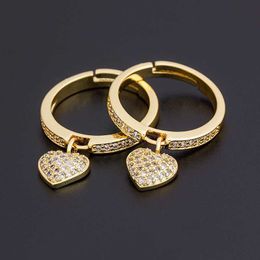 Band Rings Nidin Dropshipping 6 Styles Romantic Heart Rings Fashion Gold Color Wedding Ring for Female Statement Engagement Party Jewelry