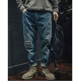 Mens Jeans Men Clothing Autumn and Winter Straight Loose Cylinder Vintage Chaopai Comfortable Blue Ripped Harun Trousers Female 230419