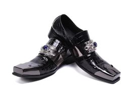 Genuine Leather Fashion Square toe Formal Business Shoes Slip on Low tpp Wedding Dress Shoes Big Size 38-46