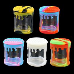 Smoking Colourful 120ML Silicone Protect Skin Thick Glass Dry Herb Tobacco Stash Case Sealed Storage Tank Oil Rigs Dabber Bong Hookah Cigarette Holder Bottle