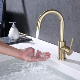 Bathroom Sink Faucets All Brass Bath Bar Faucet 1 Hole Brushed Gold Mini Kitchen Handle Lead-Free Modern Wet Mixer Tap