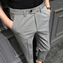 Men's Suits Men Dress Pants 2023 Business Fashion Solid Color High Quality Office Social Casual Suit Ankle Length Streetwear Trousers