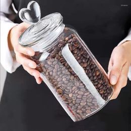 Storage Bottles Transparent Heart Shaped Lid Glass Container Suger Sealed Jar Bottle Coffee Bean Kitchen Food Containers