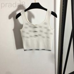 Women's T-Shirt Designer 23ss Women Tee Vest Knits Jogging T shirts With Crystal All-over Letters Crop Top Runway High End Brand Stretch Sleeveless Camisole Pullover
