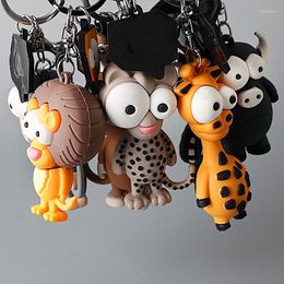 Keychains Original Cute Schoolbag Doll Pendant Tiger Lion Monkey Giraffe Zebra Cow Accessories Keyring Chaveiro Llavero Lanyard