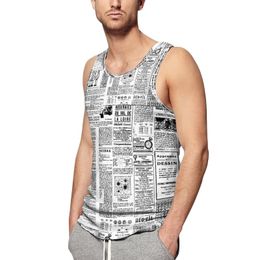Men's Tank Tops Men Tanks Tops Old spaper Pattern 3D Printed Vest Fashion Hip Hop Funny Crew Neck Sleeveless Vintage Streetwear 230419