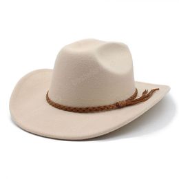 Winter Autumn Women Men Western Cowboy Hats For Gentleman Jazz Cowgirl Hats Wide Brim Fedoras Dress Caps