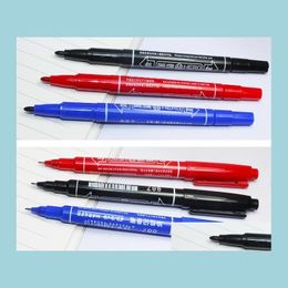 Painting Pens Hero Hook Line Pen Waterproof Colorfast Cd Marker 2 Heads Oily Art Ding Wtitting Red Blue Black Drop Delivery Office S Dhjvi