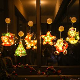 Decorative Objects Figurines LED Christmas decorative lights cartoon display windows suction cup atmosphere decoration colored 231118