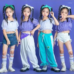 Stage Wear Kids Concert Hip Hop Show Clothing Crop Tank Tops Tshirt Jogger Pants Streetwear For Girls Jazz Dance Costumes Rave Clothes