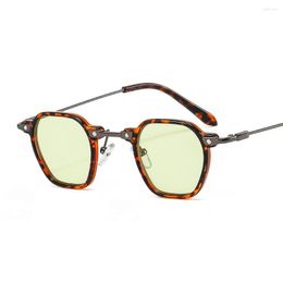 Sunglasses Ins Small Square Women Fashion Retro Punk Rivets Men Shades Clear Ocean Lens Y2K Sun Glasses UV400