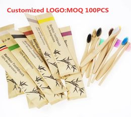 Toothbrush 100Pcs Children Eco Friendly Bamboo Resuable Toothbrushes Portable Child Wooden Soft Tooth Brush Customized Engraving 2211032948193