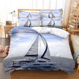 Bedding Sets Sailing Boat At Sea Duvet Cover Set 3d Digital Printing Bed Linen Fashion Design Comforter