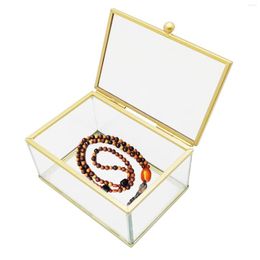 Decorative Flowers Glass Jewelry Box Keepsake For Women And Girls Storage Trinket Display Case Wedding Birthday Gift