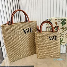 Designer-Straw Handbag Tote Bag Summer Beach Crossbody Bags Embroidered Letter Leather Strap Handle Inside Zipper Pocket Women Handbags Purse