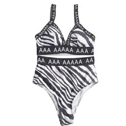 Zebra Print Swimwear Women Letters Printed Swimsuit Sexy Split Bathing Suit Summer Swimsuit