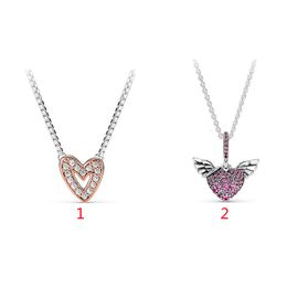 White Copper Pandoras New Year of the Closely Inlaid Angel Wings Hand Painted Fashion Luxury Classic Designer Necklace for Women Valentine's Jewellery Gift wholesale