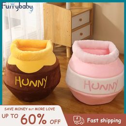 kennels pens Cat Nest Honey Pot Cartoon Cute Warm Pet Bed Animal Dog Soft Comfortable Ins Tendy Lovely Home 231118