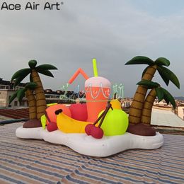 Equipped With Various Fruits, Inflatable Coconut Trees And Flamingo Led Models, Suitable For Party Event Decorations
