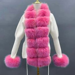 Women's Fur Faux JANEFUR Wool Cardigan Luxury Women 2023 Real Trim Cuffs Knit Sweater Custom Fashion Sexy Knitwear Y2K 231118