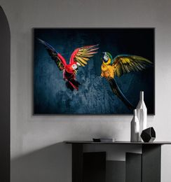 Dancing Colorful Parrot On Canvas Print Nordic Lion Poster Scandinavian Wall Art Picture For Living Room Home Decor Frameless5874623