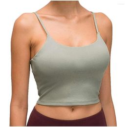 Women's Tanks Women Tank Tops Fashion Sleeveless Casual Sling Vest Ladies Chest Pad Movement Short Crop Top Camisoles Streetwear