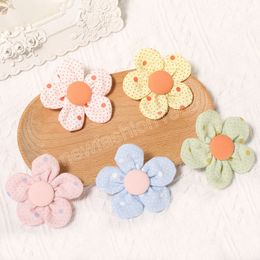 Fashion Cotton and Hemp Flower Infant Hair Clips Cute Print Bangs Hairpins Sweet Baby Accessories Clothing Decoration