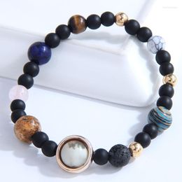 Strand Galaxy Solar System Bracelet Men Universe Nine Planets Natural Stone Stars Earth Moon Friend Bracelets Fashion Jewellery