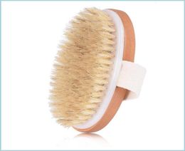 Bath Brushes Sponges Scrubbers Dry Skin Body Brush With Natural Boar Bristles Remove Dead Brushing Bath For Men Women Drop Delive 6786413