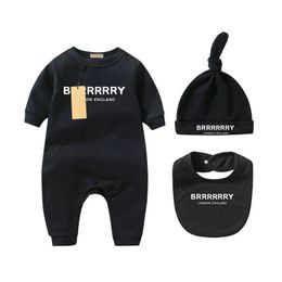 In stock Infant born Baby Girl Designer Brand Letter Costume Overalls Clothes Jumpsuit Kids Bodysuit for Babies Outfit Romper Outfi bib hat 3pc