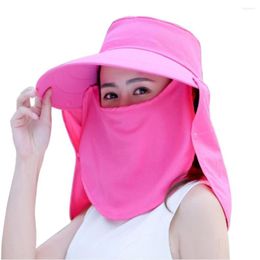 Wide Brim Hats Women Face Cover Fishing Summer Removable Sun Hat Adjustable Veil Visor Riding Anti-UV Outdoor Neck Protection