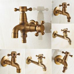 Bathroom Sink Faucets Vintage Dual Use Faucet Wall Mounted Single Cold Water Washing Machine Mop Pool Outdoor Garden Tap