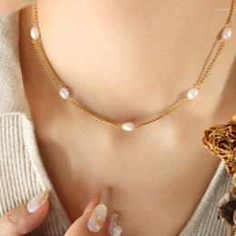 Choker Luxury Pearl Bead Necklace Gold Color Chain For Women Girl Elegant Design Japan Korean Style Engagement