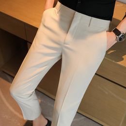 Men's Suits 2023 Arrival Men's Cropped Trousers With British Style Drape And Lightweight Fabric Dress Pants