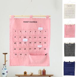 Storage Bags Hanging Pouch Organiser Bag With Wooden Stick Large Capacity Cotton Nordic Style Calendar Notes Daily Use