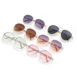 NEW Sunglasses Personality Double Beam Sun Glasses Allloy Frame Eyeglasses Anti-UV Spectacles Hollow Temples Adumbral A++