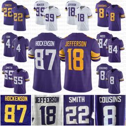 18 Justin Jefferson Football Jersey 87 T.J. Hockenson Dalvin Cook Adam Thielen Harrison Smith Kirk Cousins Danielle Hunter Randy Moss Lewis Cine Mens Women Youth Kids