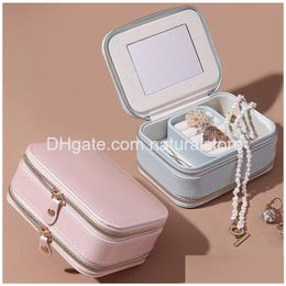 Jewelry Boxes Travel Case Small Box Pu Leather Portable Storage Organizer Double Layer Display Rings Earrings Bracelets Necklace Dro Dhpcm