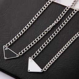 Pendant Necklaces 2024 Black White 2color Triangle Letter Necklace Brand Designer Statement Jewellery Titanium Steel Chain Men Women Unisex Gift QID1