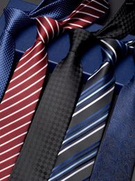 Bow Ties High Quality 7cm Professional Handmade Tie Men's Business Dress Korean Student Stripe Blue Red Black
