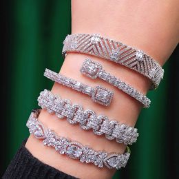 Bangle GODKI Luxury Trendy Saudi Arabia Bangle Ring Jewelry Sets For Women Wedding Party Indian Dubai brincos para as mulheres 230419