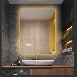 Mirrors European Wall Mirror LED Light For Bathroom Big Mural Anti Blur Smart Touch Control 220V Warm/White Lamp Colour Bluetooth