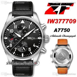 ZF V2 Chronograph Edition A7750 Automatic Mens Watch 377709 THE LITTLE PRINCE Steel Case Black Dial Number Markers Lea221E